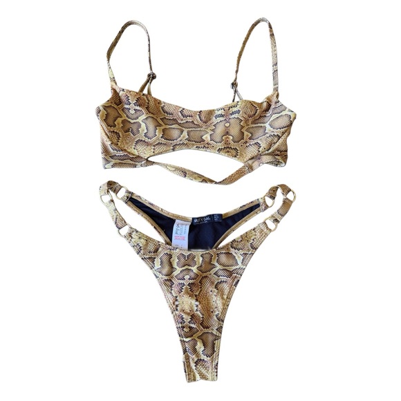 Nasty Gal Other - Nasty Gal Cutout Snakeskin Bikini Set